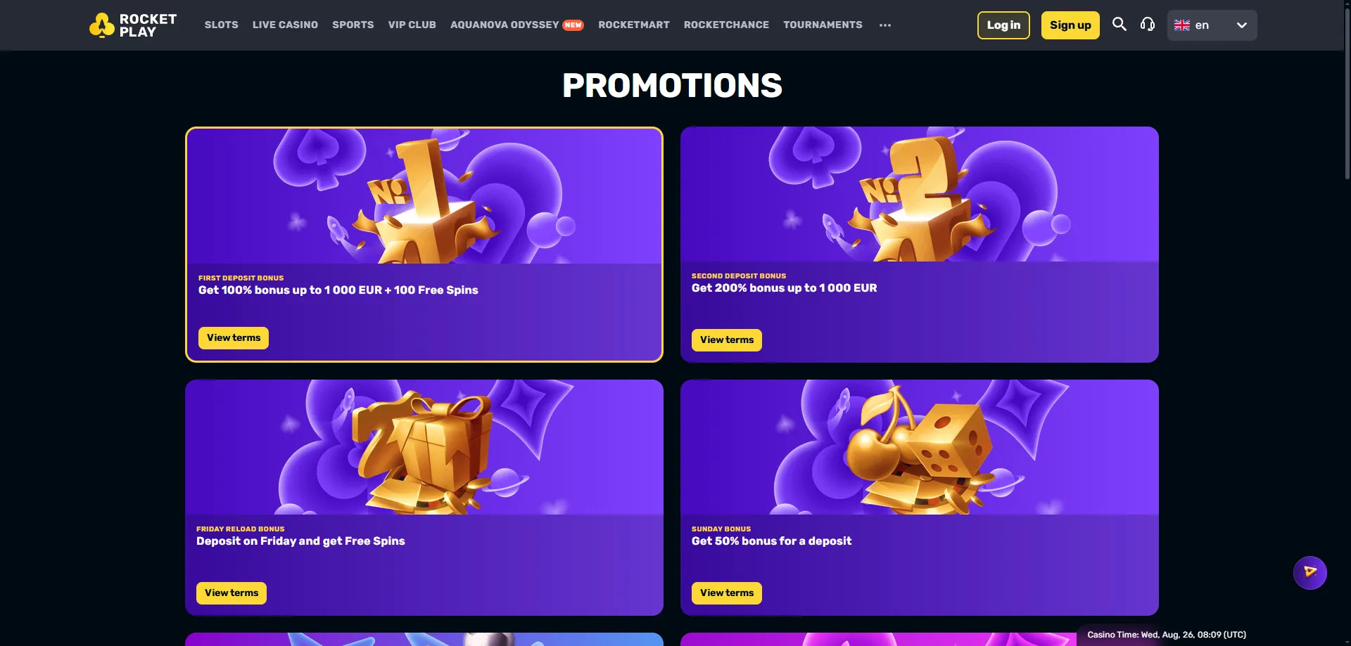 Rocketplay Casino welcome bonus up to $1000 plus free spins Australia