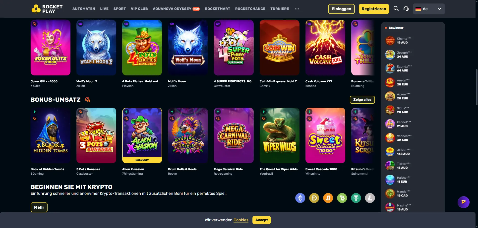 Rocketplay Casino pokies and slot games library from top software providers
