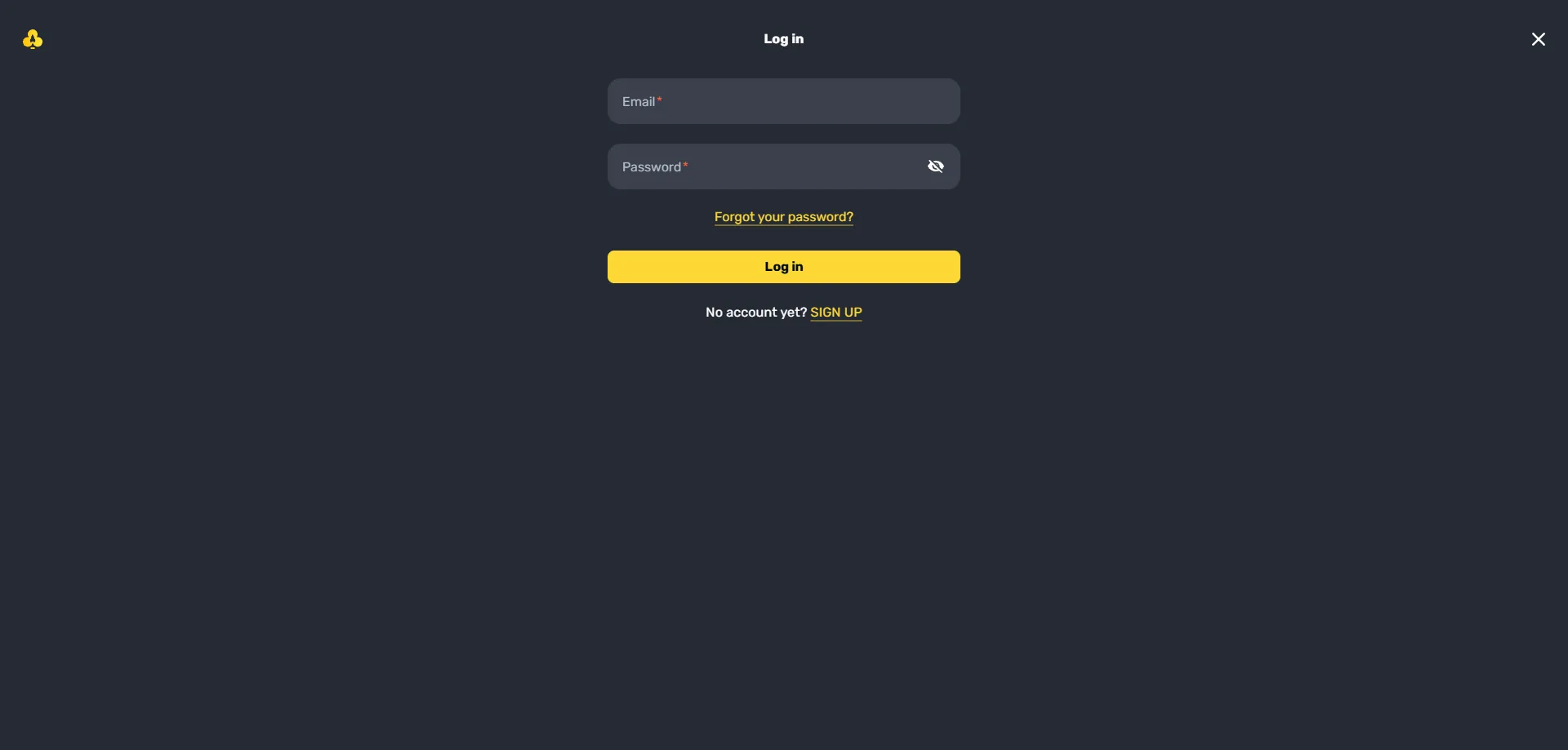 Rocketplay Casino app login screen on smartphone